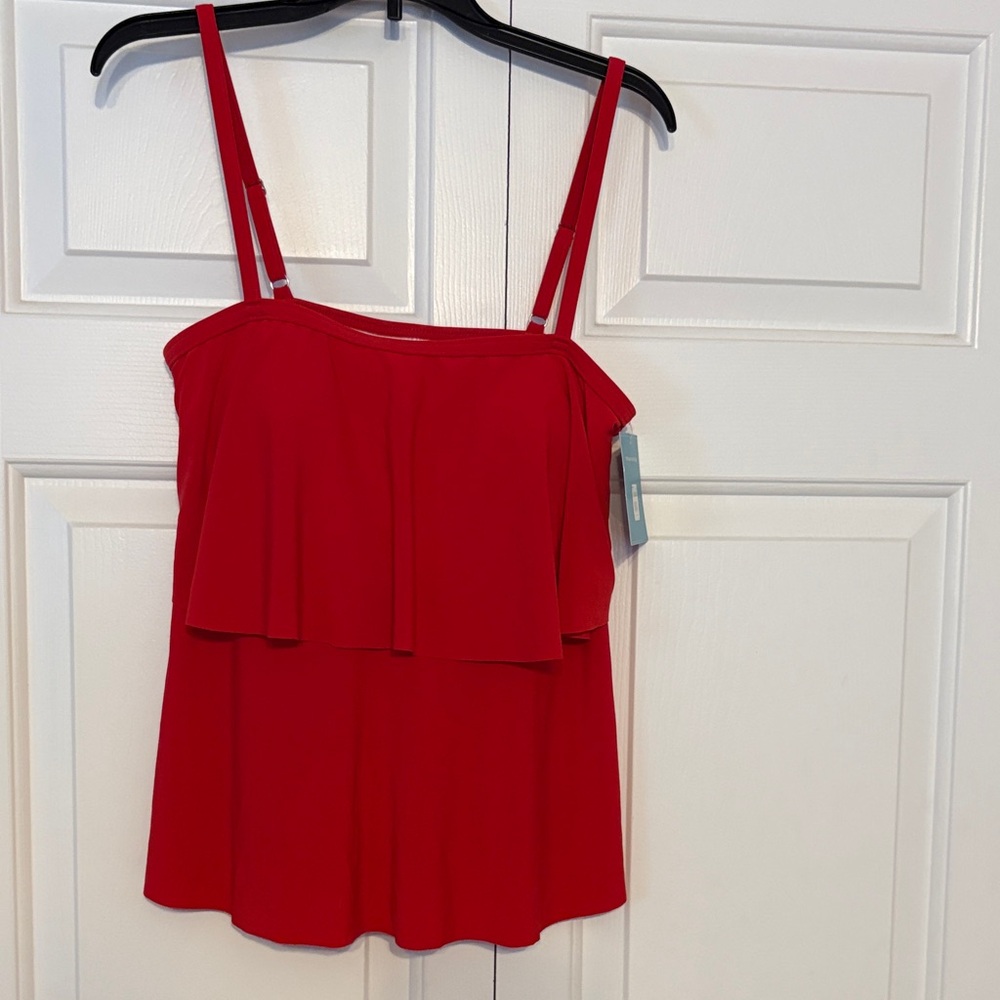 Elegant Red Layered SwimTop